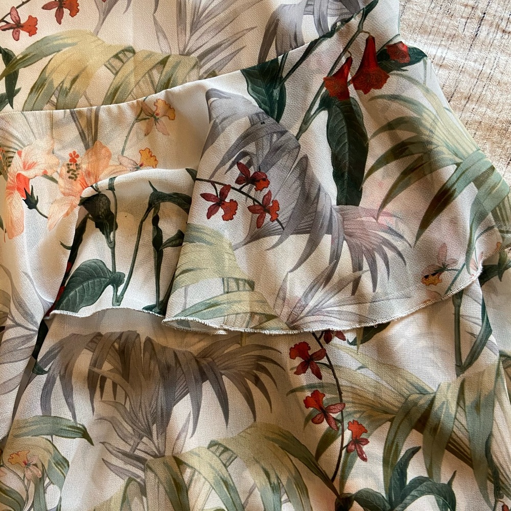 Asymmetric Floral One Shoulder Midi Dress - Picture 6 of 7